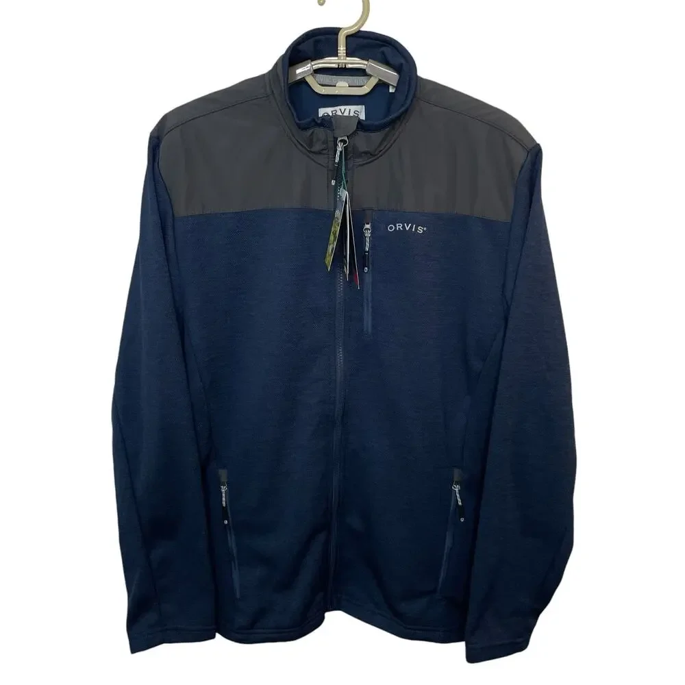 NWT Orvis Men's Bonded Mesh Full-Zip Jacket In Dark Blue Fleece Size Medium